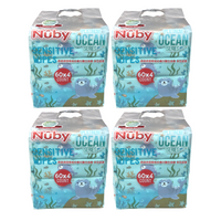 Nuby 海洋系列極厚柔濕巾濕紙巾60抽(箱購16包)