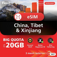 ESIM China Tibet Xinjiang Unlimited| Jaringan 5G Internet | 30 Hari | Hotspot | Flash Global SIM 2GB