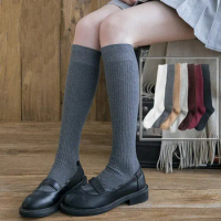 Autumn Winter Stripe Design Women Cute Calf High Socks 100% Combed Cotton School Girls‘ JK Stockings Soft Compression