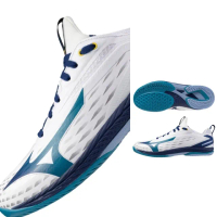 【MIZUNO 美津濃】WAVE DRIVE NEO 4 男款 桌球鞋 一般楦(81GA250002 白藍 高止滑橡膠 室內運動鞋)