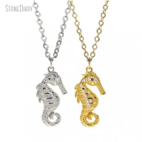 1Pcs Jewelry Sea Horse Silver Gold Color Copper Necklace