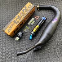 Knalpot Rx King Kolong PDK HITAM SILINCER ALMU HITAM LOGO GOLD Chamber Black Suara garing Original w