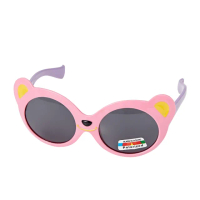 【Z-POLS】橡膠軟質彈性大童款粉紫配色 Polarized頂級偏光抗UV400運動太陽眼鏡(兒童專用偏光眼鏡)