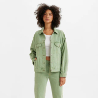 【LEVIS 官方旗艦】女款 90年古著牛仔外套 / 寬袖設計 橡木綠 熱賣單品 A1743-0017