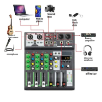 Mixing Console Bluetooth Audio Receiver Karaoke Mixer Dj Equipment Card Speaker Mixing Console Ns-6Bt Audio Mixer 4 Channel Usb