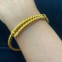 Bangle ulir perhiasan lapis emas 24 karat