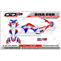 Decal Sticker CRF 150L Full Body WARNA Putih Biru Merah DEKAL STIKER  HONDA MOTIF SUPERMOTO TRAIL
