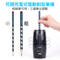 Tenwin 可調式充電式電動削鉛筆機 粗細筆皆可用 三檔筆尖調整 USB充電