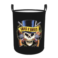 Guns N Roses Laundry Basket Collapsible Bullet Logo Clothing Hamper Toys Organizer Storage Bins