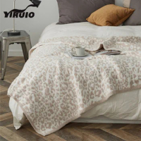 YIRUIO Downy Fur Microfiber Leopard Blanket Camp Travel Picnic Wearable Wrap Blanket Luxury Brand Decorative Bed Sofa Blankets