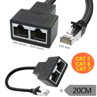 ERE RJ45 Network Ethernet1 to 2 Cable Splitter Adapter,Suitable Super Cat5, Cat5e, Cat6, Cat7 Connector LAN Internet Cable