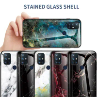 Oneplus Nord N10 5G BE2026 BE2028 Case Marble Tempered Glass Back Cover Shockproof Phone Case for OnePlus Nord N10 BE2029 BE2025