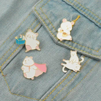 Fun Bear Hero Enamel Pins Custom Animal Cat Peddler Barista Doctor Brooch Lapel Pin Shirt Badge Cartoon Jewelry Kawaii Gift Kids