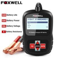 FOXWELL BT100 Pro 12V Car Battery Tester 100-1100CCA Battery Health Analyzer Auto 12 Volts Battery Load Tester Diagnostic Tools