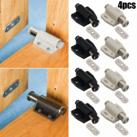 4Pcs Single Magnetic Pressure Push To Open Touch Latch Cabinet Doors For Wardrobe Cabinet Door Bathroom Cabinet Door Hardware