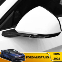 Carbon Fiber Cover Car Rearview Mirror Decorative Stickers Frame For Ford Mustang 2015 2016 2017 2018 2019 2020 2021 2022
