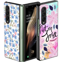 Z Fold 3 Funda Case for Samsung Galaxy Z Fold 3 Z Flip 3 Z Fold 2 Floral Pattern Pu Leather Coque Protection Phone Case Cover