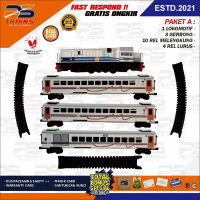 [ MESIN ] Mainan Kereta Api Indonesia CC201 Ocean Blue Rangkaian Kereta Ekonomi Kemenhub Handmade By