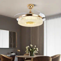 Modern LED Ceiling Fan Light Strong Wind Bright Lamp Gold 42inch 48 in Ceiling Fan Chandelier Dining Room Living Remote Control