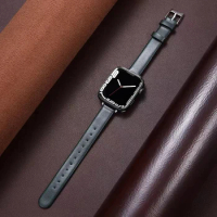 Slim strap for apple watch 7 41mm 45mm band leather correa for iwatch se apple watch 6 5 4 se 40mm 44mm thin band 3 38mm 42mm