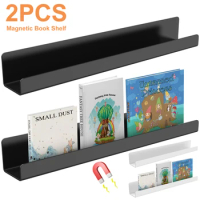 2Pcs Magnetic Book Shelf for Whiteboard Acrylic Magnetic Book Holder Magnetic Floating Book Display Shelf Magnetic Shelves