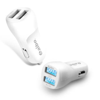 【aibo】AB235 LED夜光 雙USB車用充電器(2.8A)