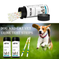100pcs Pet Urine Test Strips Accurate Urinalysis Parameter 10 In 1 Detects White Blood Cells Urobilinogen Protein pet supplies