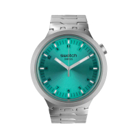 【SWATCH】金屬 BIG BOLD IRONY 系列手錶 AQUA SHIMMER 金屬鍊帶 松石綠 男錶 女錶 手錶 瑞士錶(47mm)