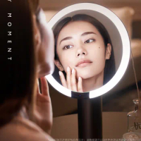 New AMIRO Seeking Light Makeup Mirror LED with Light O Series Small Black Mirror Dormitory Home Desktop Comb Beauty Mirror