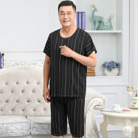 Elderly Men's Cotton Silk Pajamas Summer Middle-aged and Elderly Men's Homewear Set Dad's Cotton Sil
