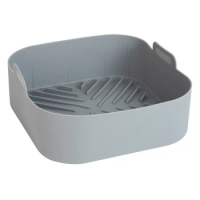 Reusable Airfryer Silicone Basket Oven Baking Tray Fried Pizza Chicken Basket Easy To Fryer Liner Grey