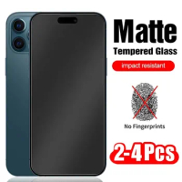 2-4PCS No Fingerprint Screen Protector for iPhone 11 12 13 14 15 Pro Max Plus Frost Glass For iPhone XS XR X 8 7 SE Matte Glass