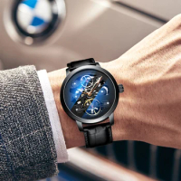 AILANG New fashion luxury brand leather watch automatic mechanical men watches skeleton watch Male erkek kol saati