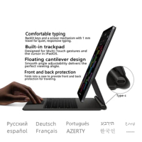 Magic Keyboard Case For ipad Pro 11 2021 2020 2018 Air 4 5 2022,Korean Russian Portuguese Magnetic Suspension Backlight Keyboard