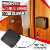 KK&amp;FING Punch-free Automatic Door Closer 500g-1200g Wire Rope Retractable Automatic Recovery Coil Closing Device Door Hardware