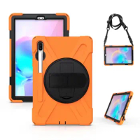 Tablet PC Protective Cover Case For Samsung Tab S6 T860 T865(2019),360 Rotation Hand Shoulder Strap 3 Layer Multifunctional Case