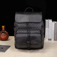 Fashion large capacity Men's backpack luxury leather travel backpack casual student school bag business man Laptop Backpack