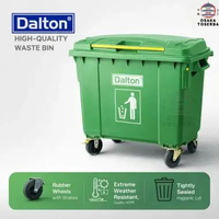 Dalton Tempat sampah besar 660 liter HDPE Plastik Tempat sampah outdoor roda Kuning