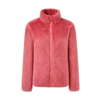 Double-sided fleece coat for women, short length, large size, made from coral fleece, thick fleece m