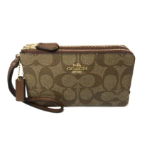 【COACH】C LOGO L型雙層拉鍊手拿零錢包(焦糖)