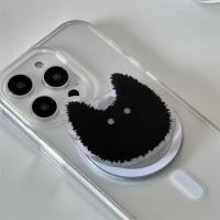 INS Korea Cute Black Cat Fold For Magsafe Magnetic Phone Griptok Grip Tok Stand For iPhone 15 Wireless Charging Holder Bracket