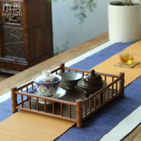 竹編托盤 茶具收納盤茶杯架 復古茶盤 小托盤 茶幾整理架 置物架