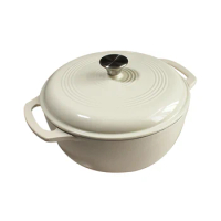 28cm Enameled Cast Iron Dutch Oven with Lid Dual Handle Oven Safe up to 500°F Use to Cook Bake Bread Casserole Dish Oyster White