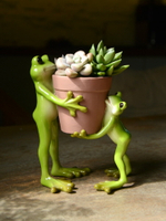 創意個性青蛙抬籃子多肉花盆花園裝飾品盆栽送男生朋友禮物情人節