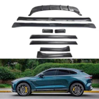 For Aston Martin DBX 2020 2021 2022 2023 Real Carbon Fiber Rear Bumper Lip Diffuser Spoiler +Side Skirts Body Kits