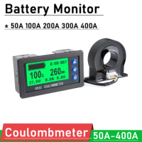 Battery Monitor DC 8-100V 100A 200A 400A Lifepo4 lead-acid Li-ion lithium CELL Capacity power Meter 12V 24V 36V 48V 60V 72V