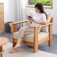 【橙家居·家具】辛格系列單人位+腳凳實木框架沙發 CG-A7061(售完採預購 沙發 木框沙發 客廳椅)