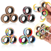 YISHIDANY Magnetic Ring Fidget Spinner Toys Set Fingers Magnet Rings for ADHD Stress Relief Magical Toys for Adults Teens Kids