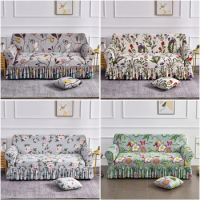 Stretch Fabric Sofa Cover For Living Room 1/2/3/4 Seater L Shaped Elastic Floral Sofa Skirt Covers Couch Slipcovers Home Decor