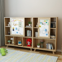 書架 書柜 置物架 兒童書架實木書柜簡約現代客廳置物架落地幼兒園寶寶收納柜帶畫板